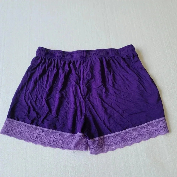 NWT SERRA Purple Stretch Lace Elastic Waist Lounging Sleep Shorts Rayon - Picture 4 of 8